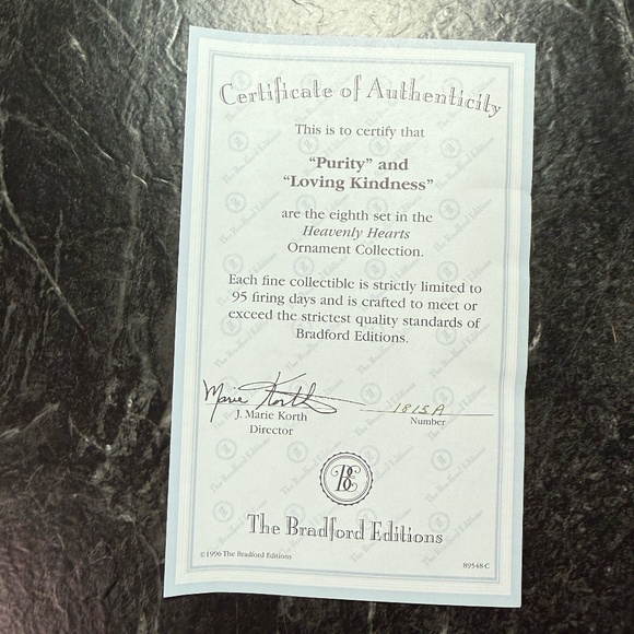 THE BRADFORD EDITIONS “Purity” and “Loving Kindness” Ornaments #1815A - Picture 2 of 10